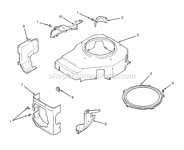 Blower Housing And Baffles Diagram and Parts List for Z42 53AC305G100 Cub Cadet Lawn Mower
